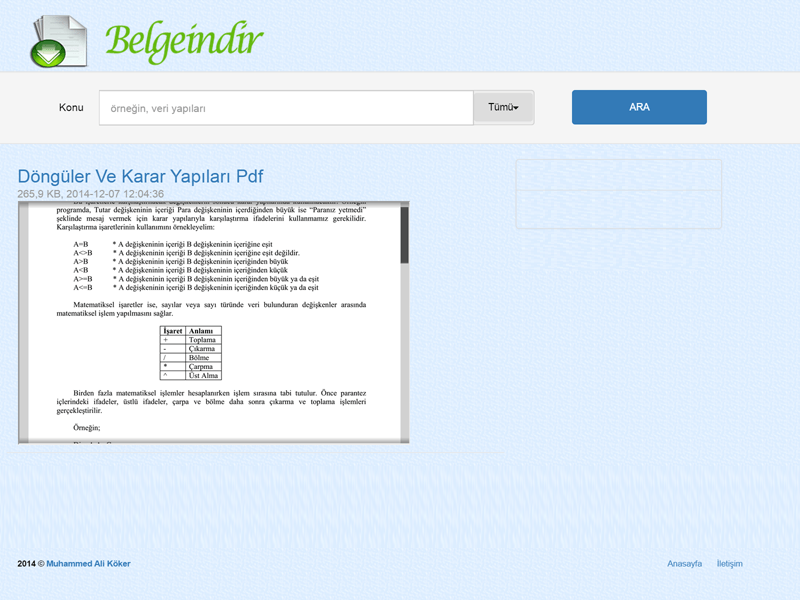 belgeindir-com.png - belgeindir.com (Geliştirme Sürecinde) - Yük. Müh. Muhammet Ali Köker